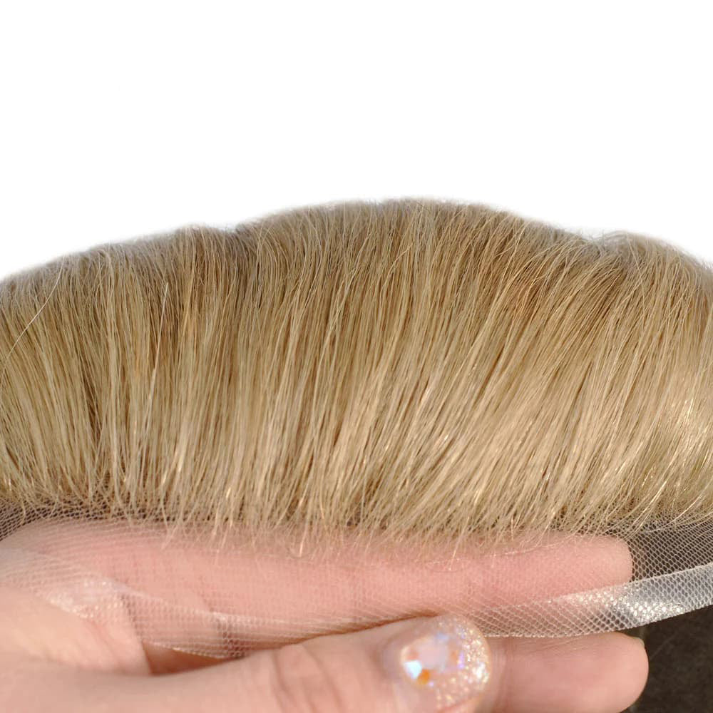 French Lace with Injection PU Men’s Toupee – Breathable & Natural Hairline