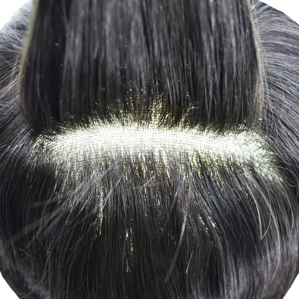 HAIR Human Hairpiece French Lace Mens Toupee Poly Skin Around Mens Hair System