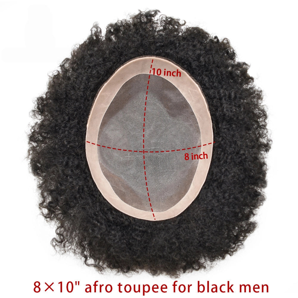 Afro Curly Toupee For Black Men Full French Lace Hair Units Mens Hairpieces