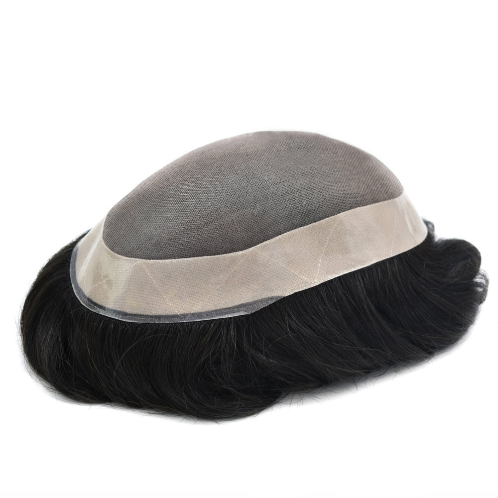 Hair System For Men Monofilament With PU Lace Folded In Front Hairpiece
