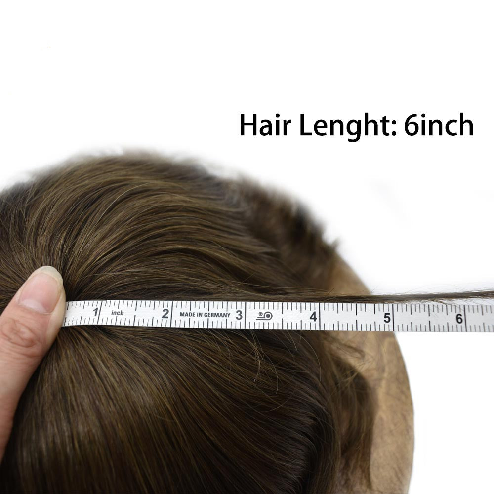 HAIR Human Hairpiece French Lace Mens Toupee Poly Skin Around Mens Hair System