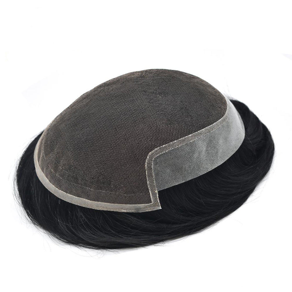 French Lace Front Mens Toupee Breathable Human Hairpiece