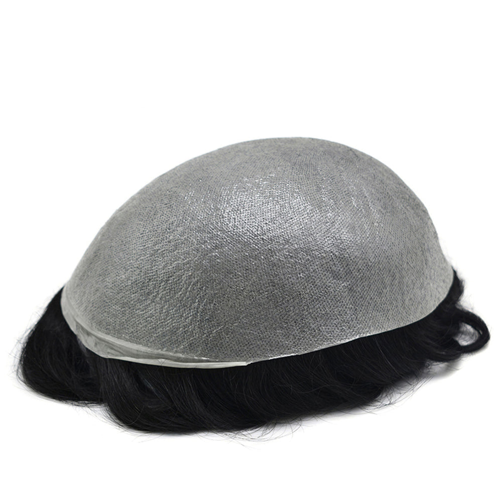 Mens Toupee 0.06mm Ultra Thin Skin Hair Replacement System for Men V-Looped Knots Mens Hairpieces Natural Hairline Toupee for Men