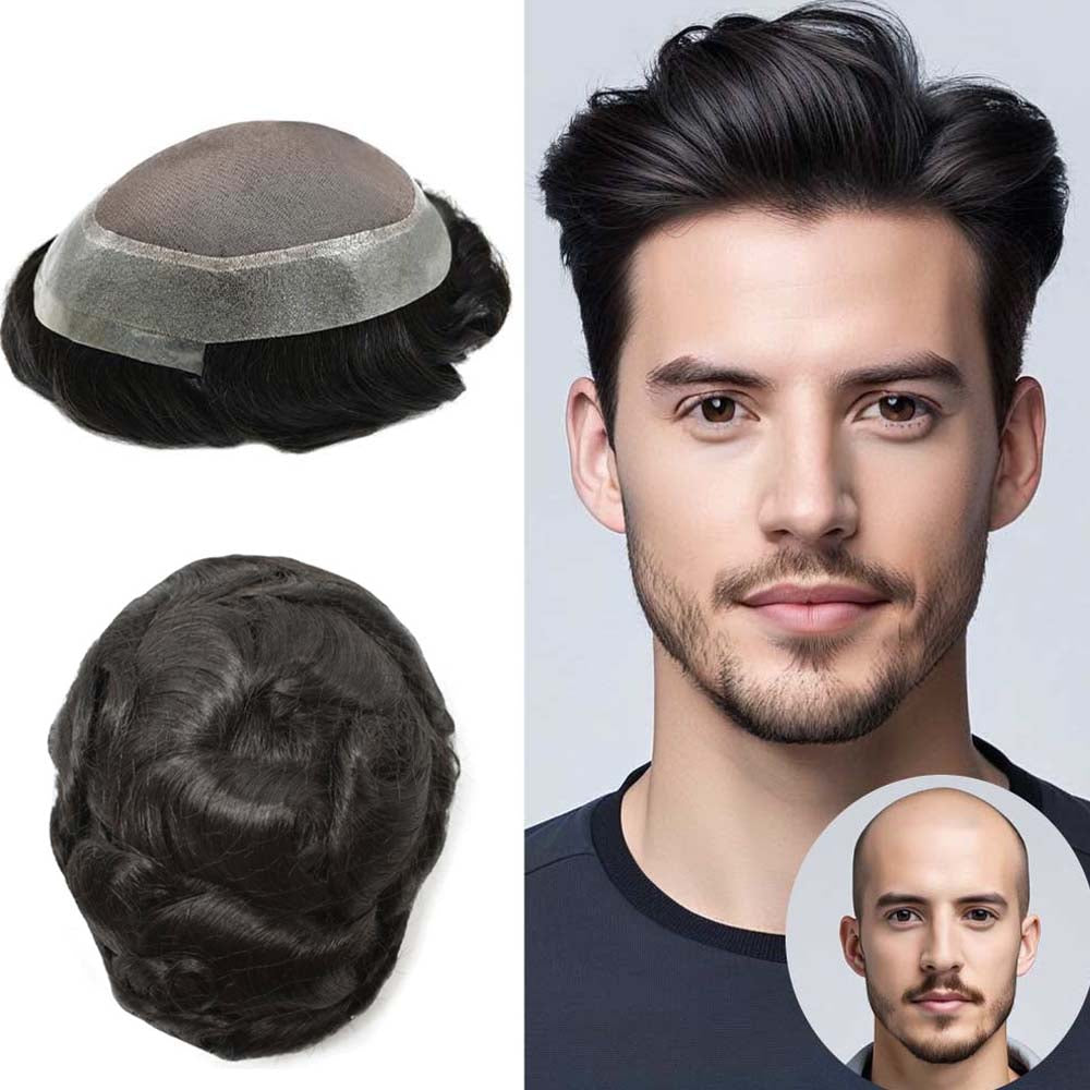 INVISHAIR Hair System For Men Fine Monofilament With PU Hairpieces For Men