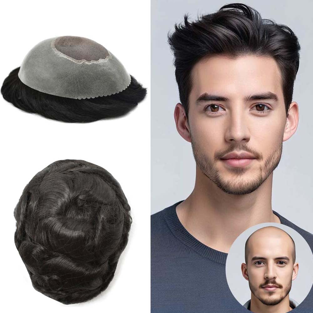 INVISIHAIR Hair System For Men Monofilament With 2inch PU Mens Hairpieces