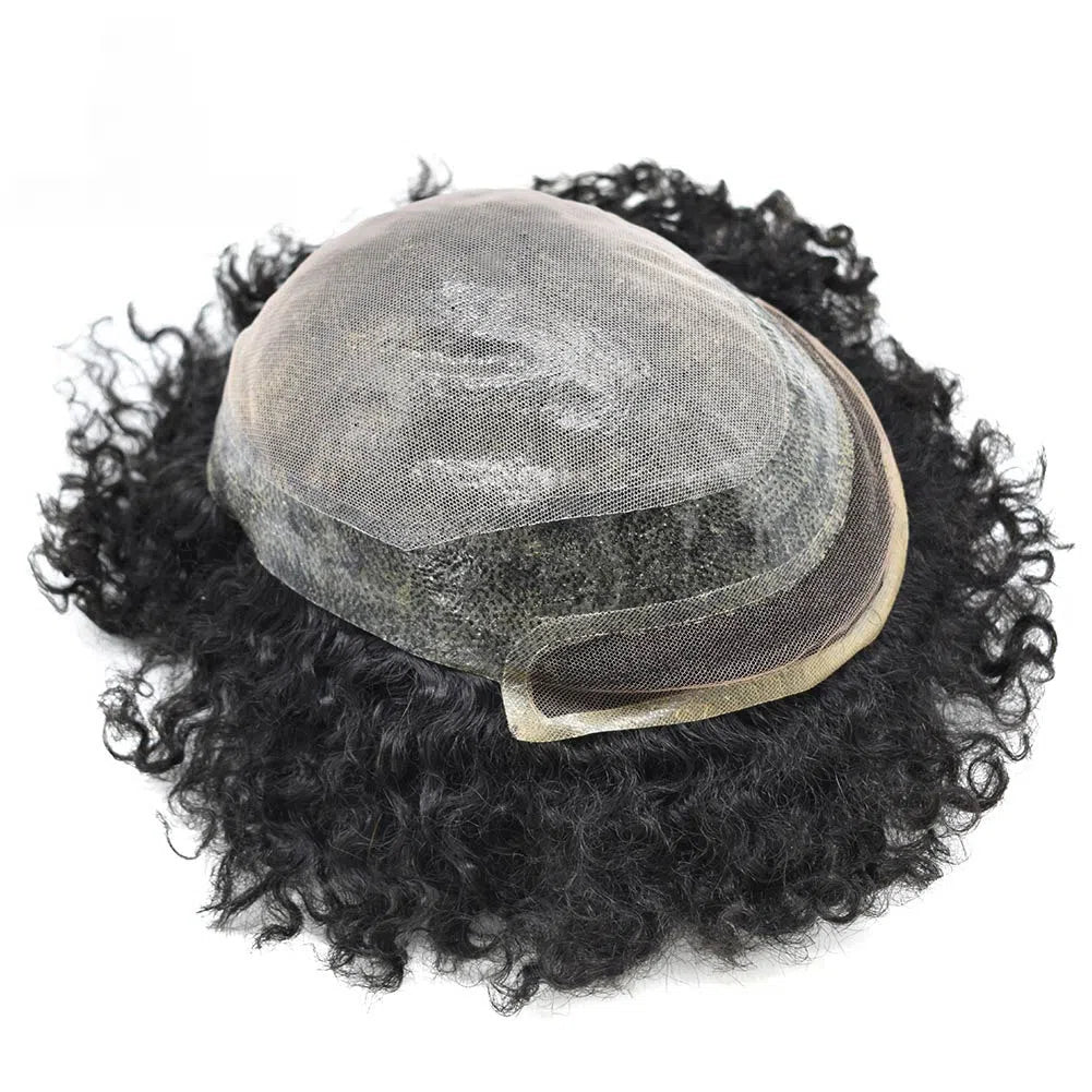Afro Curl Hairpiece for Black Men – Full Thin Skin Base Men's Toupee
