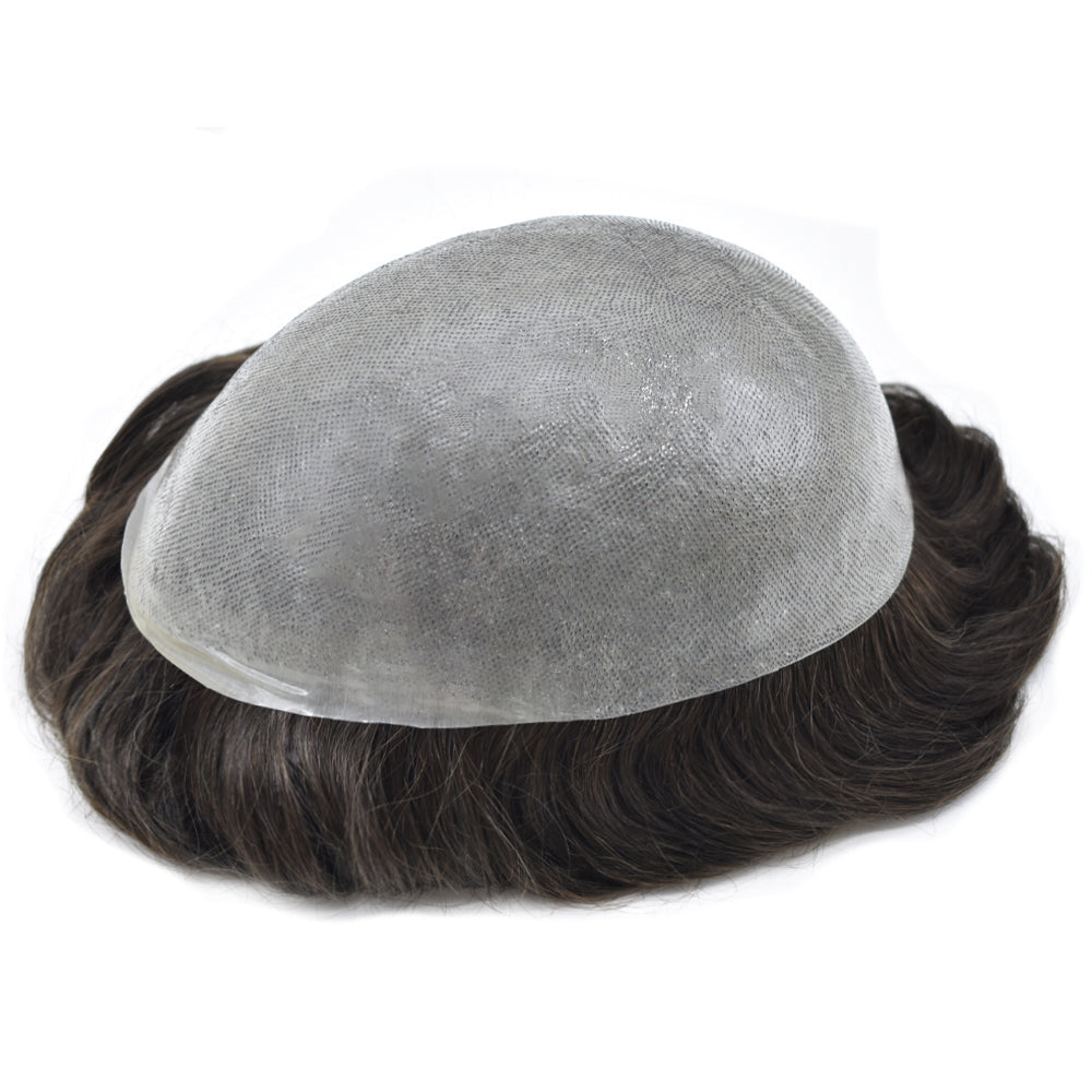 0.08mm Thickness Durable&Natural Thin Skin Hair System For Men V-Looped Knots Mens Hairpieces Natural Hairline Toupee for Men