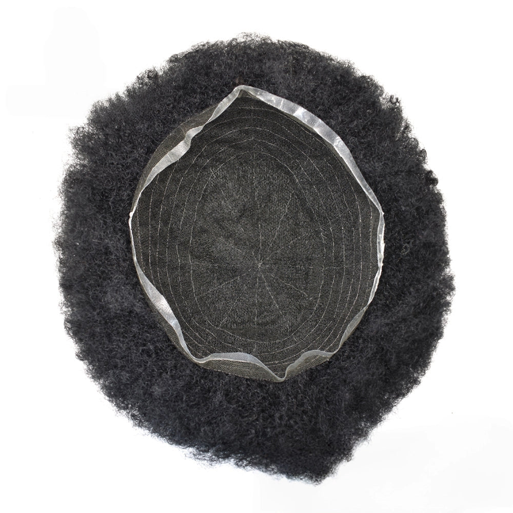 Afro Curly Toupee For Black Men Full French Lace Hair Units Mens Hairpieces