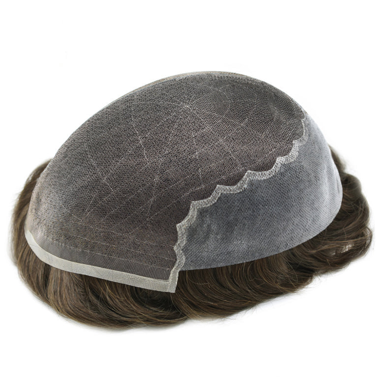 System For Men Super Fine Welded Monofilament Lace wIith Poly Natural Hairline Bleached  Knots Toupee for Men