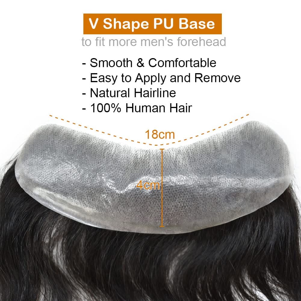 InvisiHair Men’s V-Looped PU Frontal Hairpiece – Natural Hairline & Invisible Base