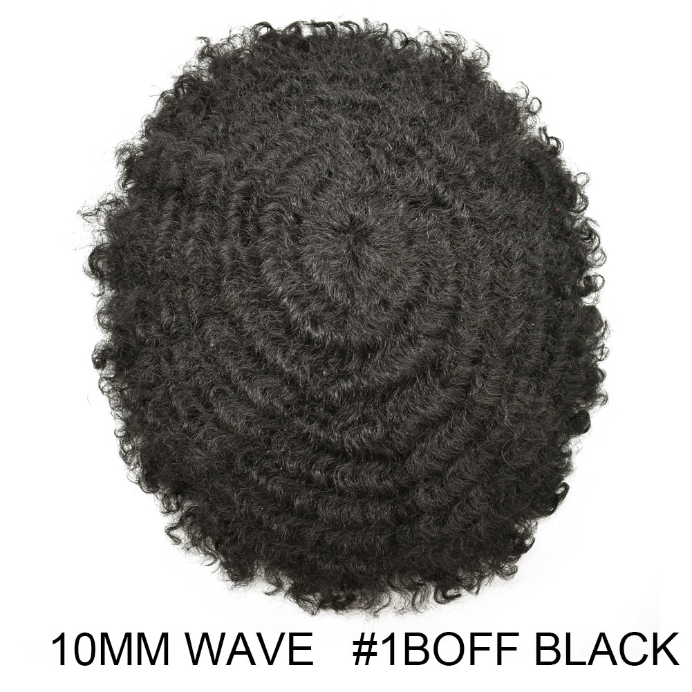 Kinky Curly Afro Mens Toupee 0.03-0.06mm Thickness PU  Hair Unit For Black Men