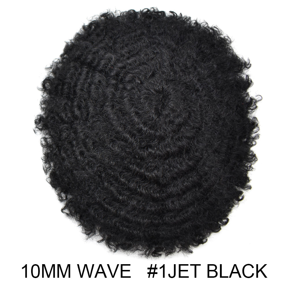 Kinky Curly Afro Mens Toupee 0.03-0.06mm Thickness PU  Hair Unit For Black Men