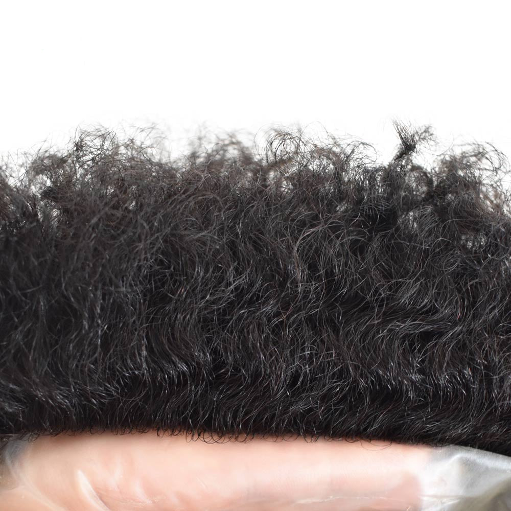 INVISIHAIR Hair Units for Black Men Thin Skin African American Men Full Poly Afro Curly Wave Mens Hairpieces