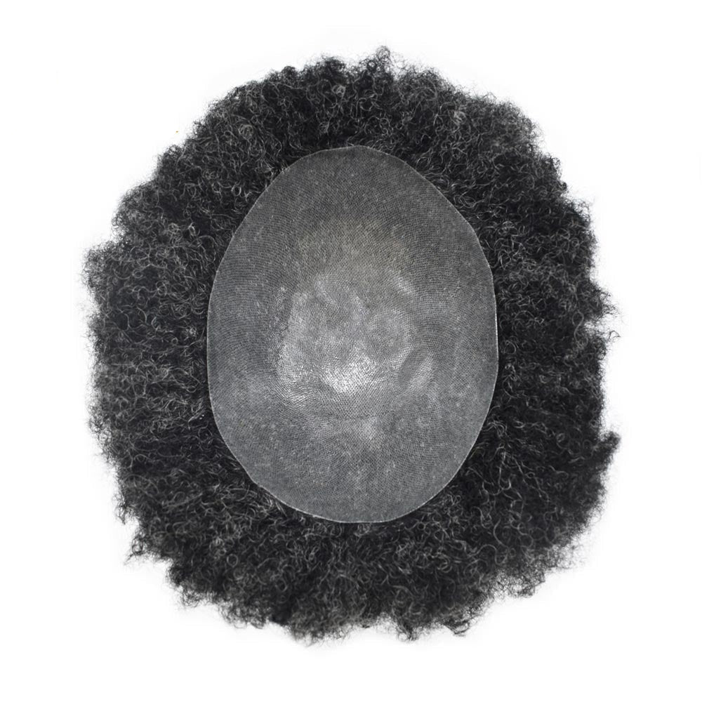 INVISIHAIR Hair Units for Black Men Thin Skin African American Men Full Poly Afro Curly Wave Mens Hairpieces