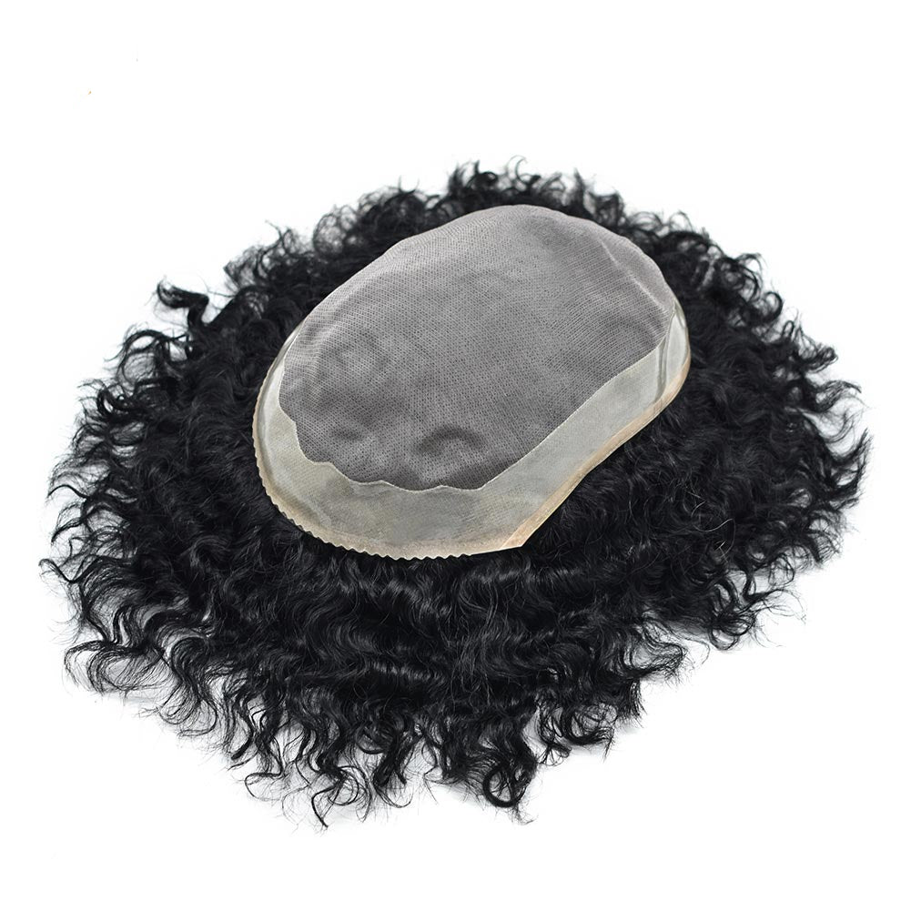 Afro Toupee For Men African Curly Monofilament Durable Hair System For Black Men Hair Unit