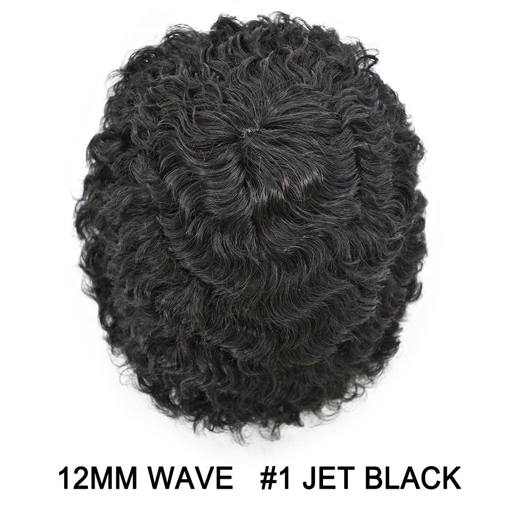 Kinky Curly Afro Mens Toupee 0.03-0.06mm Thickness PU  Hair Unit For Black Men
