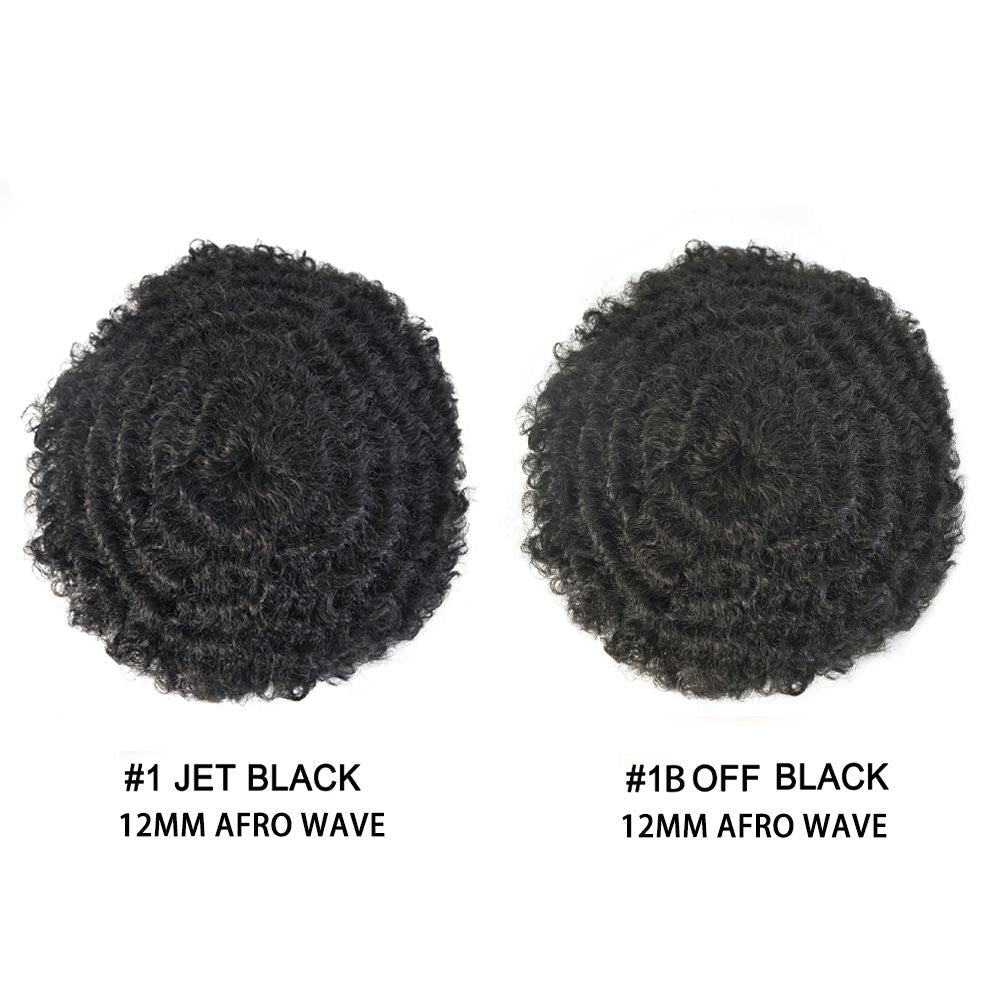 INVISIHAIR Hair Units for Black Men Thin Skin African American Men Full Poly Afro Curly Wave Mens Hairpieces