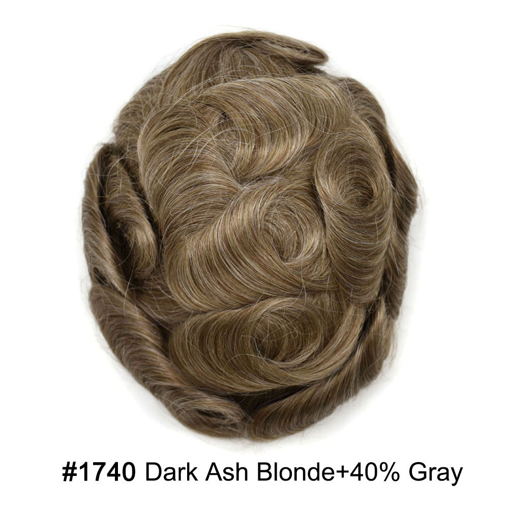 Durable Full Poly Thin Skin Men's Hair System – 0.12mm Breathable Toupee with Natural Hairline