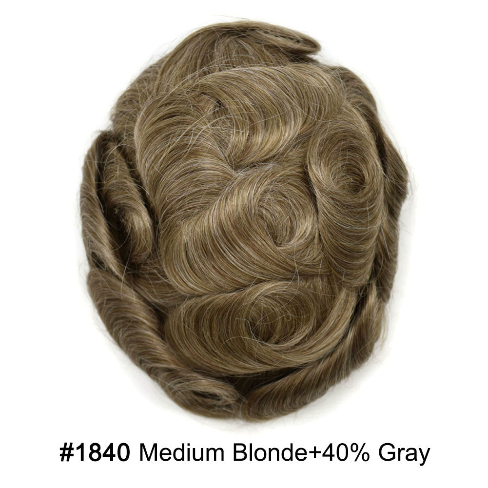 Durable Full Poly Thin Skin Men's Hair System – 0.12mm Breathable Toupee with Natural Hairline
