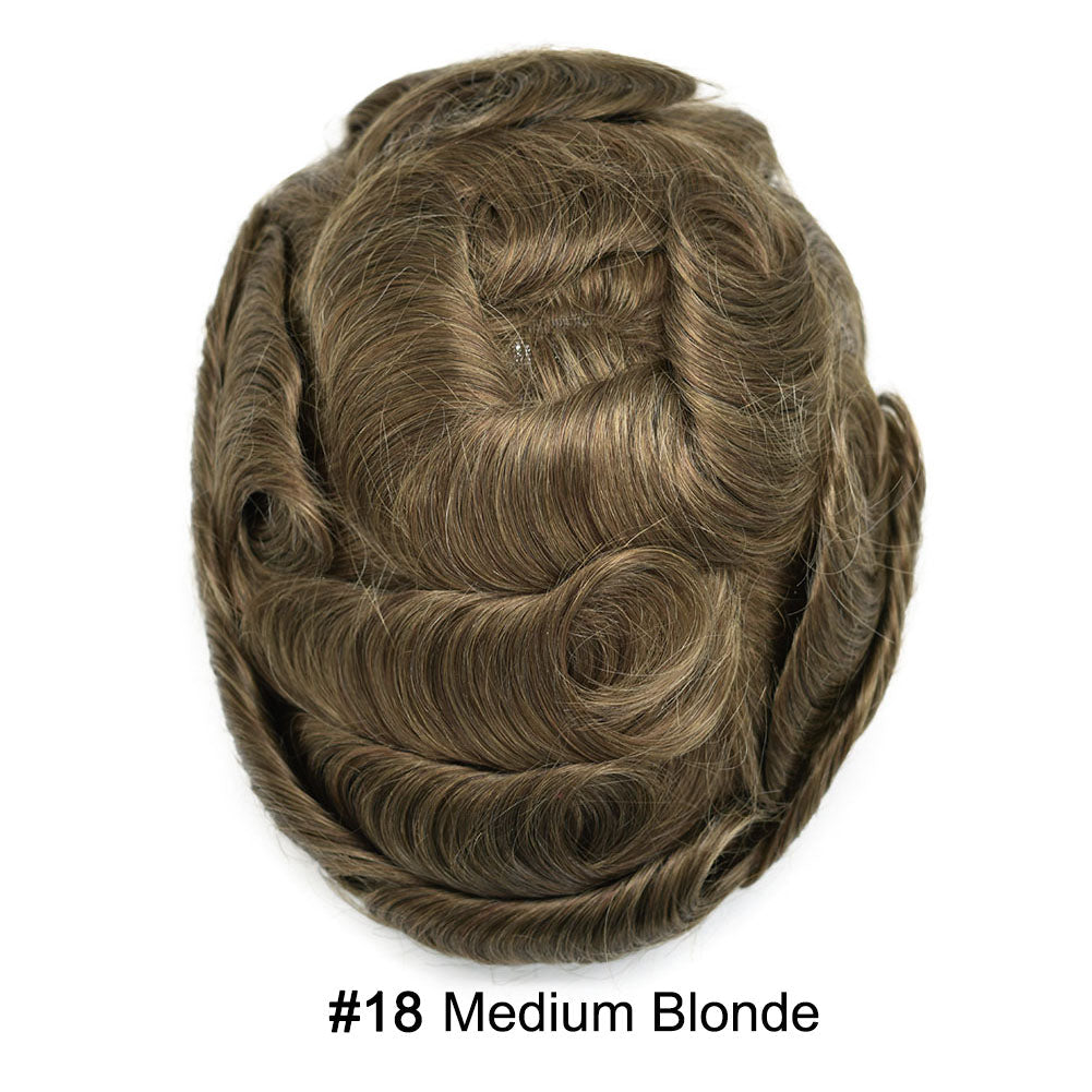 French Lace With PU Hair System For Men Natural Hairline Bleached  Knots Toupee for Men