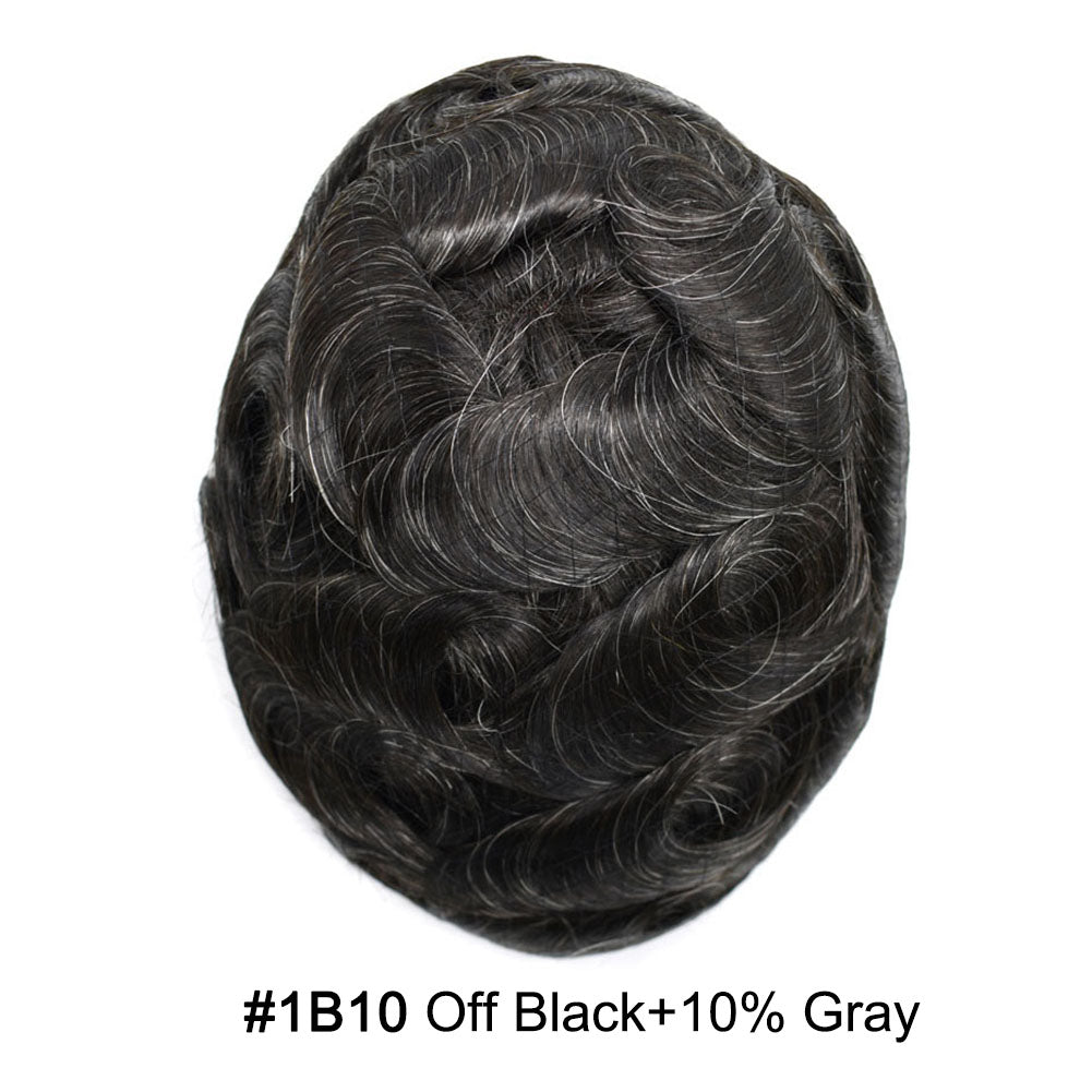 French Lace With PU Hair System For Men Natural Hairline Bleached  Knots Toupee for Men