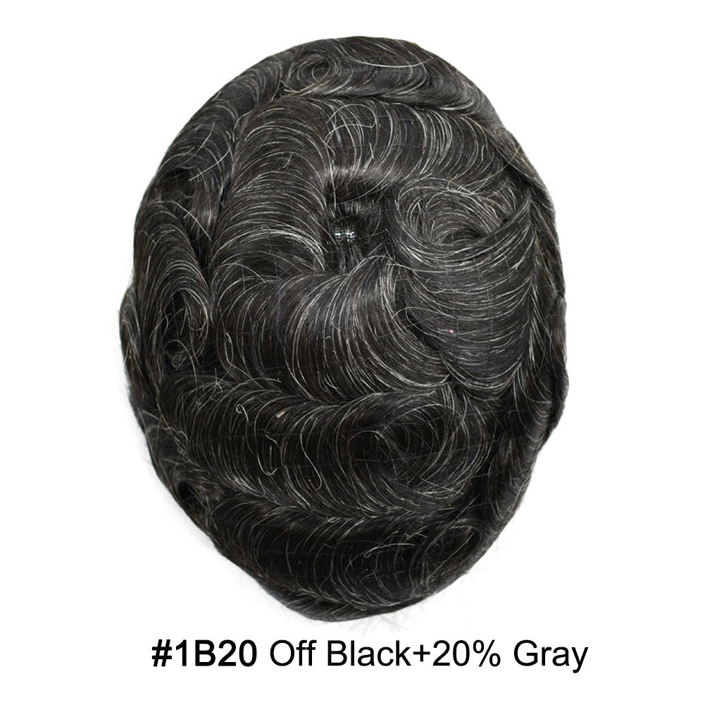 Fine Mono Mens Hair Pieces French Lace Front Men Toupee Poly Skin Hair Replacement System for Men