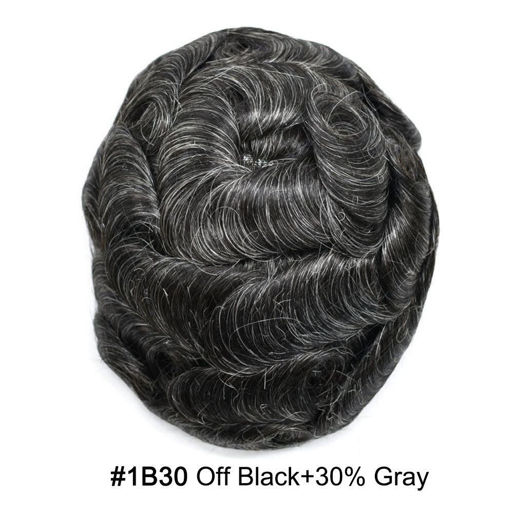 Fine Mono Mens Hair Pieces French Lace Front Men Toupee Poly Skin Hair Replacement System for Men