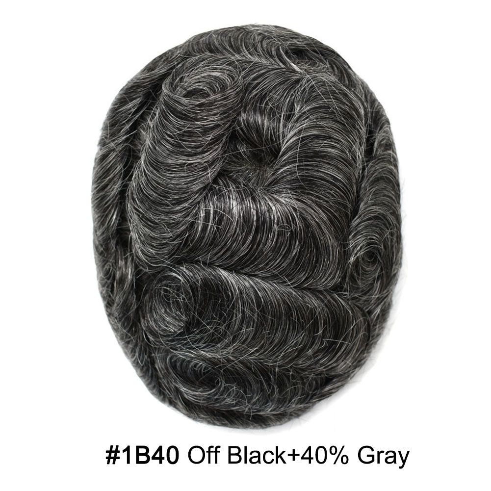 French Lace With PU Hair System For Men Natural Hairline Bleached  Knots Toupee for Men