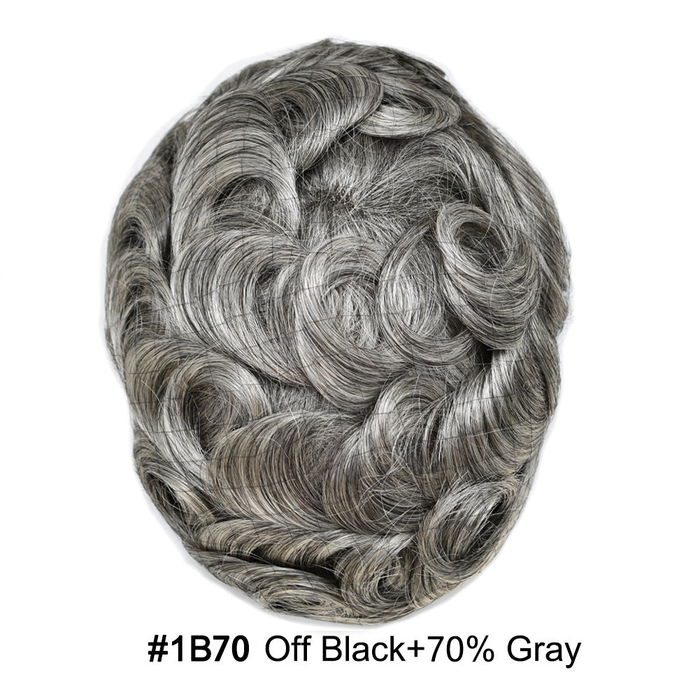 Durable Full Poly Thin Skin Men's Hair System – 0.12mm Breathable Toupee with Natural Hairline