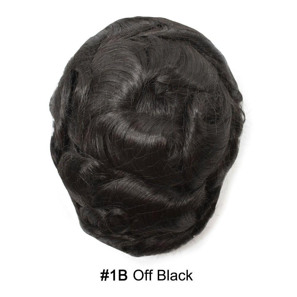 Afro Curly French Lace Front Hairpiece for Black Men Weave Hair Unit