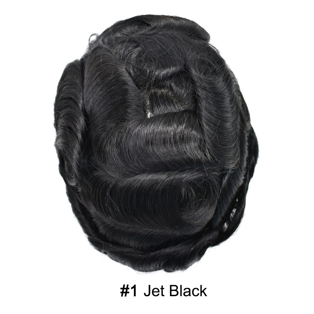 French Lace With PU Hair System For Men Natural Hairline Bleached  Knots Toupee for Men