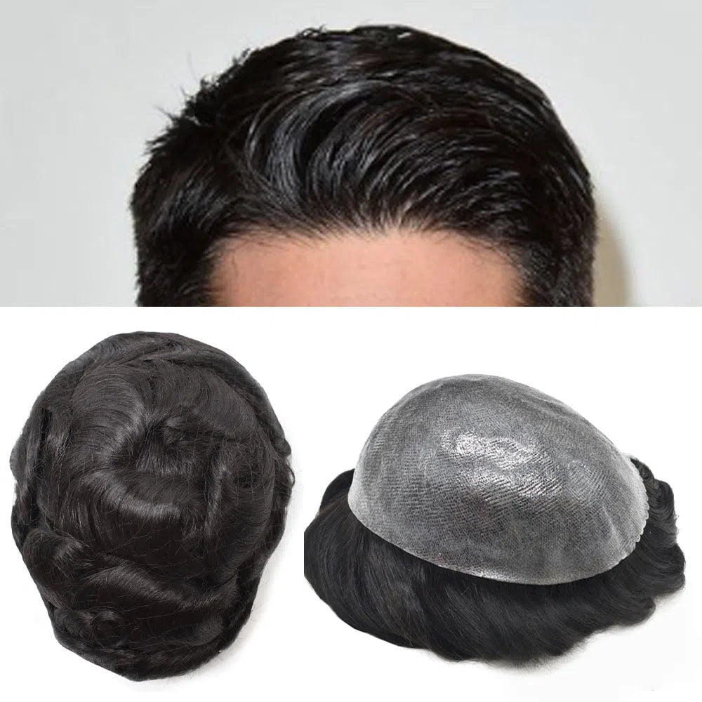 Durable Full Poly Thin Skin Men's Hair System – 0.12mm Breathable Toupee with Natural Hairline