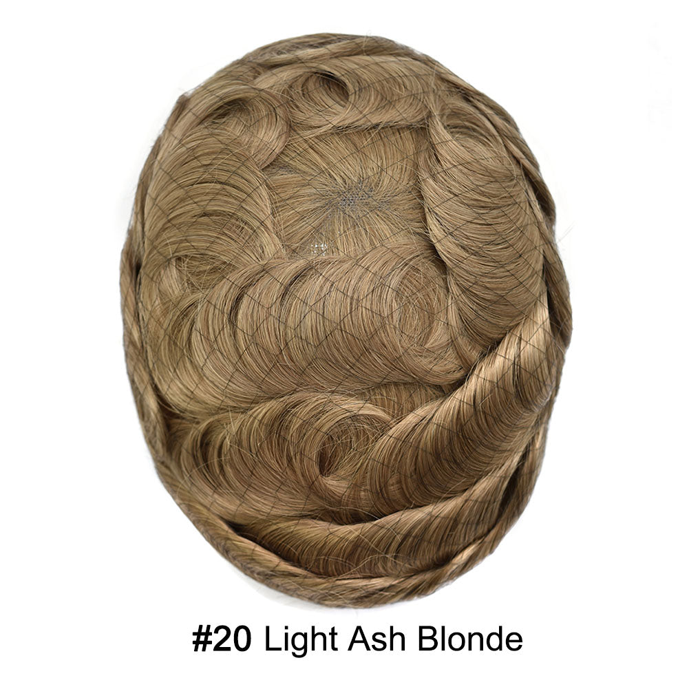 French Lace With PU Hair System For Men Natural Hairline Bleached  Knots Toupee for Men