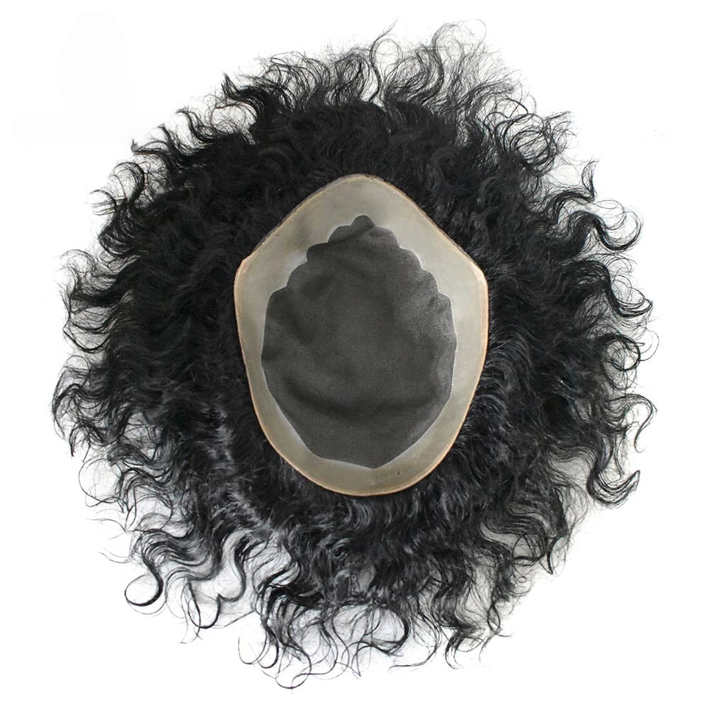 Afro Toupee For Men African Curly Monofilament Durable Hair System For Black Men Hair Unit