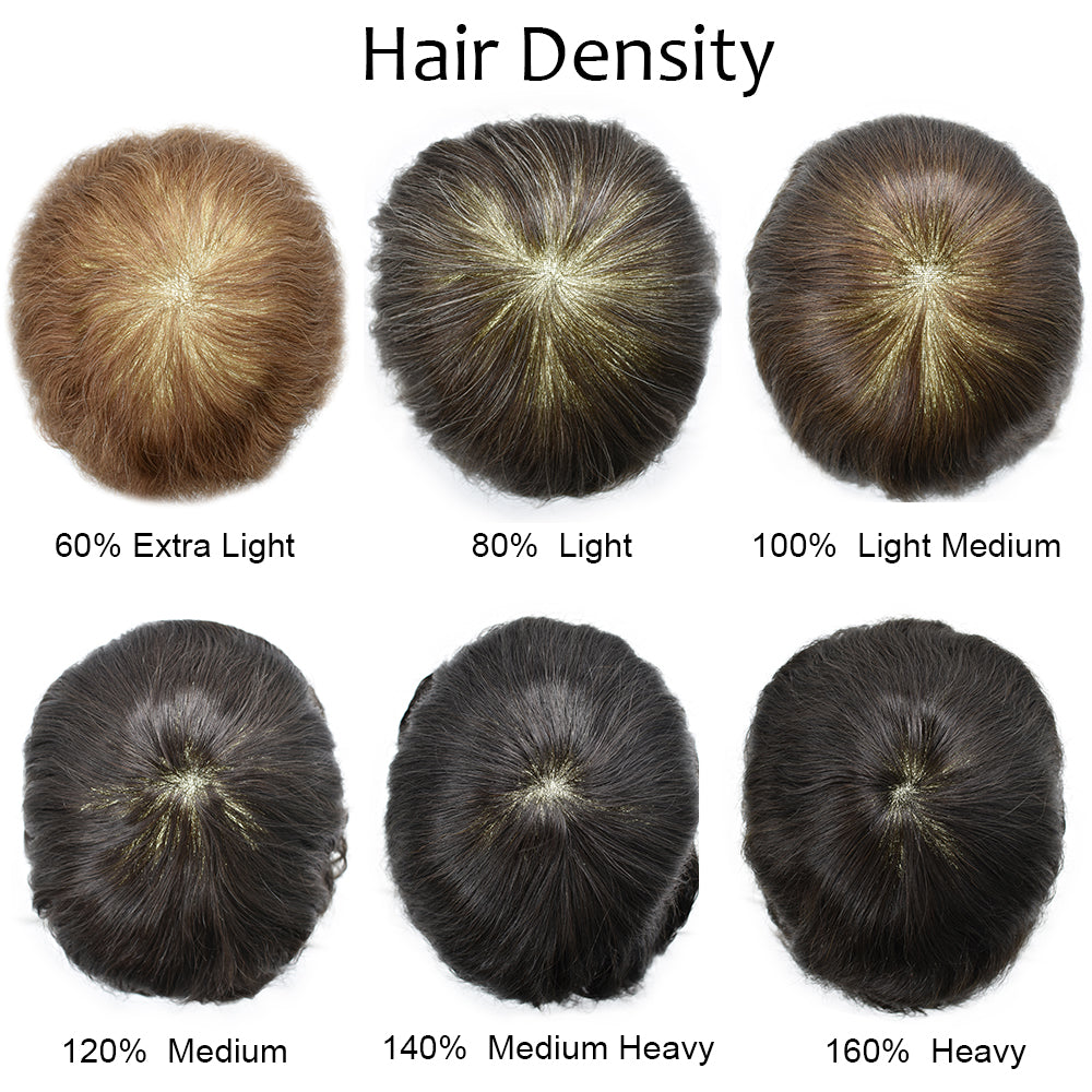 Mens Toupee 0.06mm Ultra Thin Skin Hair Replacement System for Men V-Looped Knots Mens Hairpieces Natural Hairline Toupee for Men