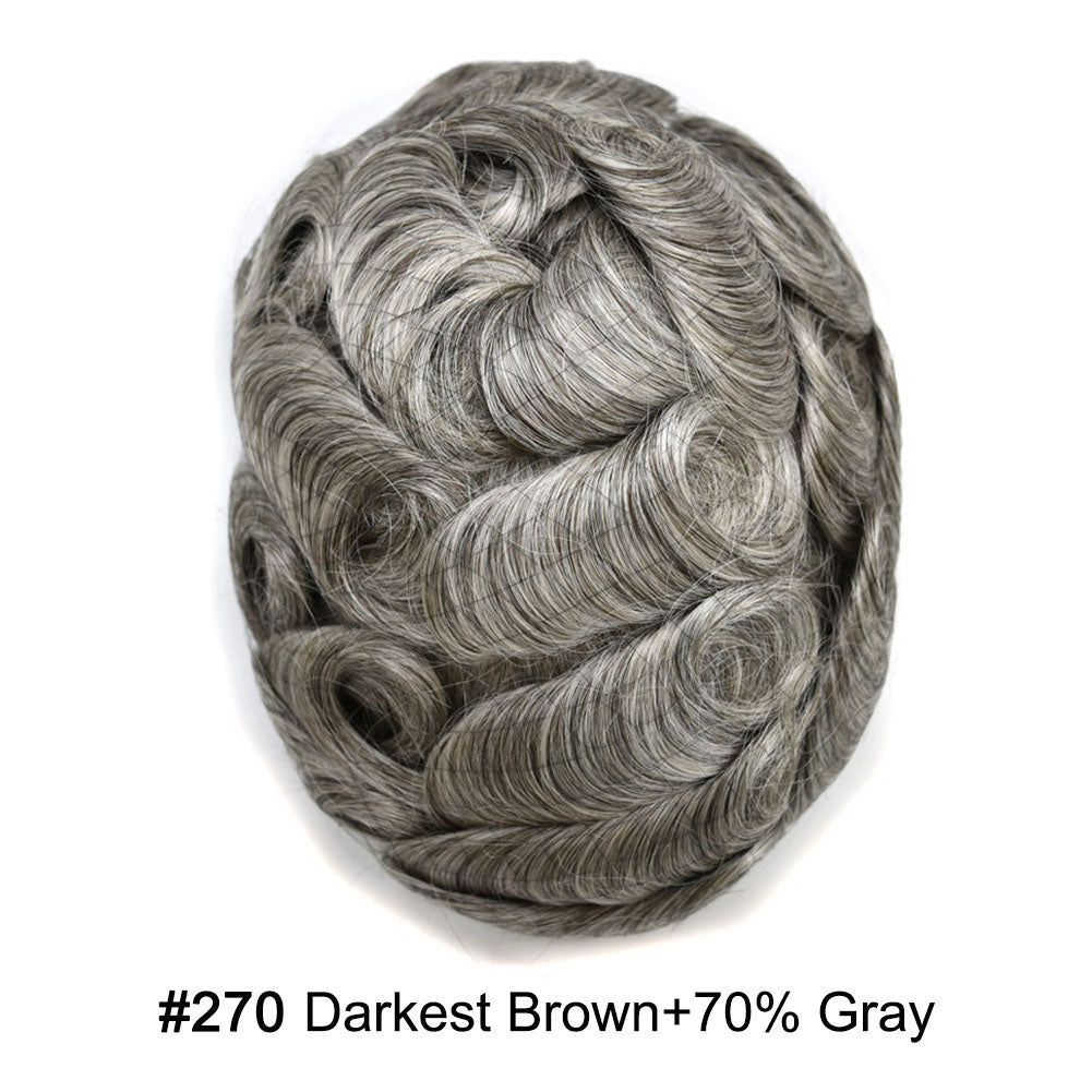 Durable Full Poly Thin Skin Men's Hair System – 0.12mm Breathable Toupee with Natural Hairline