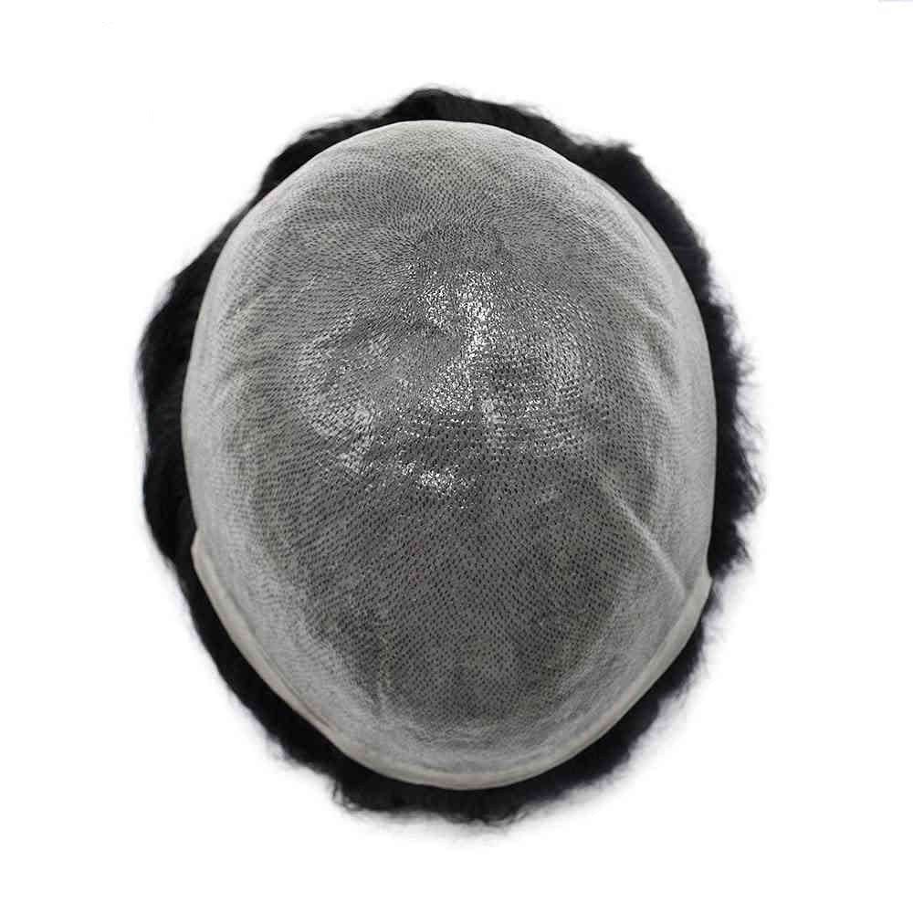 Mens Toupee 0.06mm Ultra Thin Skin Hair Replacement System for Men V-Looped Knots Mens Hairpieces Natural Hairline Toupee for Men
