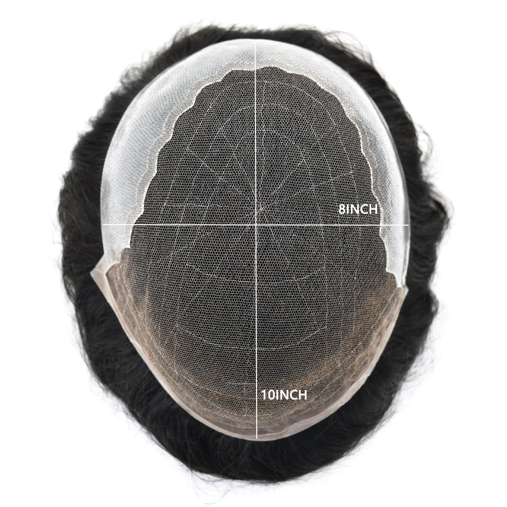 French Lace With PU Hair System For Men Natural Hairline Bleached  Knots Toupee for Men