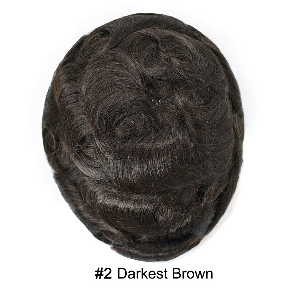 Fine Mono Mens Hair Pieces French Lace Front Men Toupee Poly Skin Hair Replacement System for Men