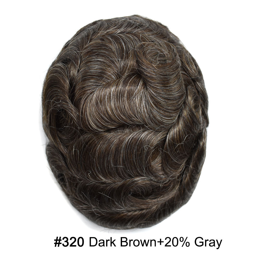 Fine Mono Mens Hair Pieces French Lace Front Men Toupee Poly Skin Hair Replacement System for Men
