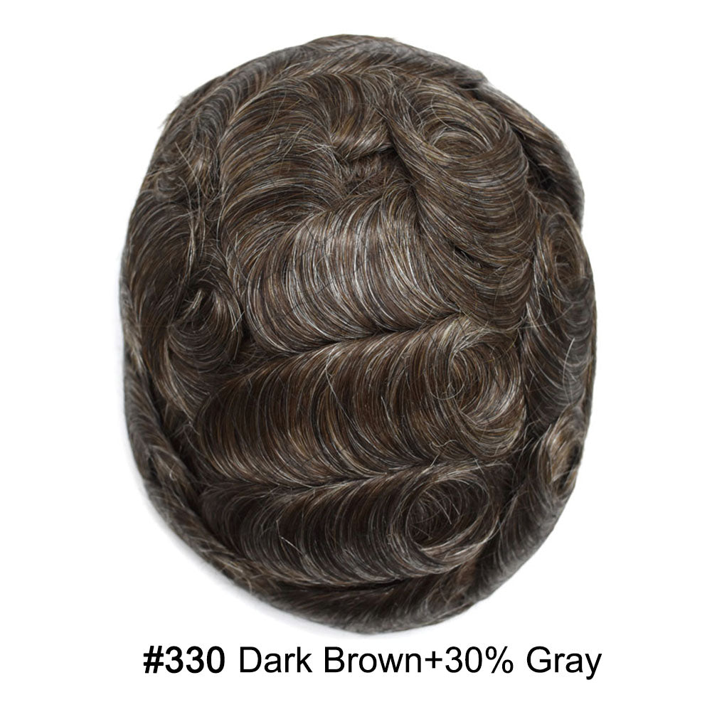 French Lace With PU Hair System For Men Natural Hairline Bleached  Knots Toupee for Men