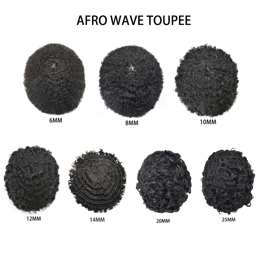 Afro Curly French Lace Front Hairpiece for Black Men Weave Hair Unit