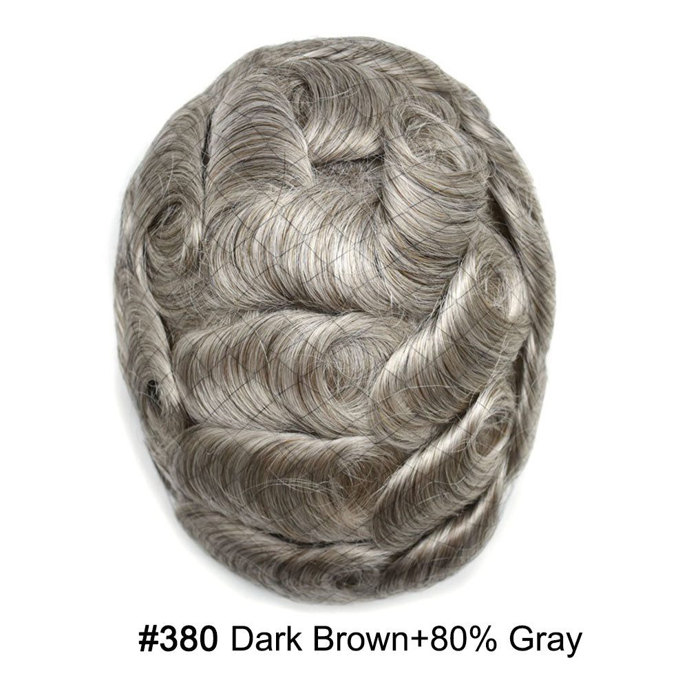 French Lace With PU Hair System For Men Natural Hairline Bleached  Knots Toupee for Men