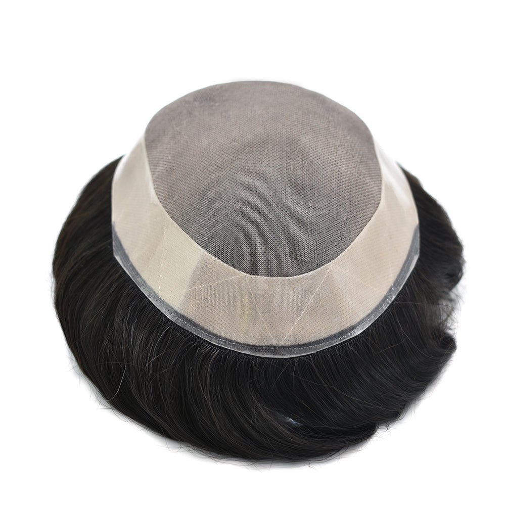 INVISIHAIR Hair System For Men Monofilament With PU Lace Folded In Front Hairpiece
