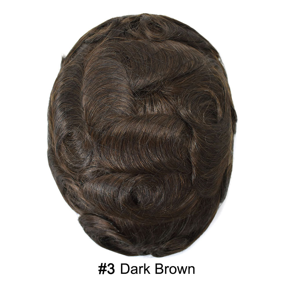 French Lace With PU Hair System For Men Natural Hairline Bleached  Knots Toupee for Men