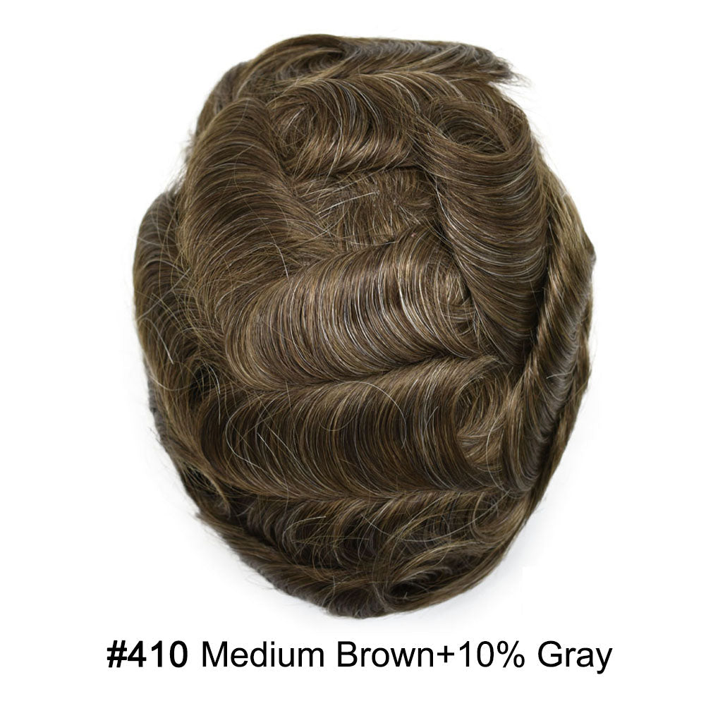 French Lace With PU Hair System For Men Natural Hairline Bleached  Knots Toupee for Men