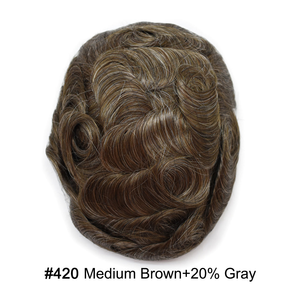 Fine Mono Mens Hair Pieces French Lace Front Men Toupee Poly Skin Hair Replacement System for Men