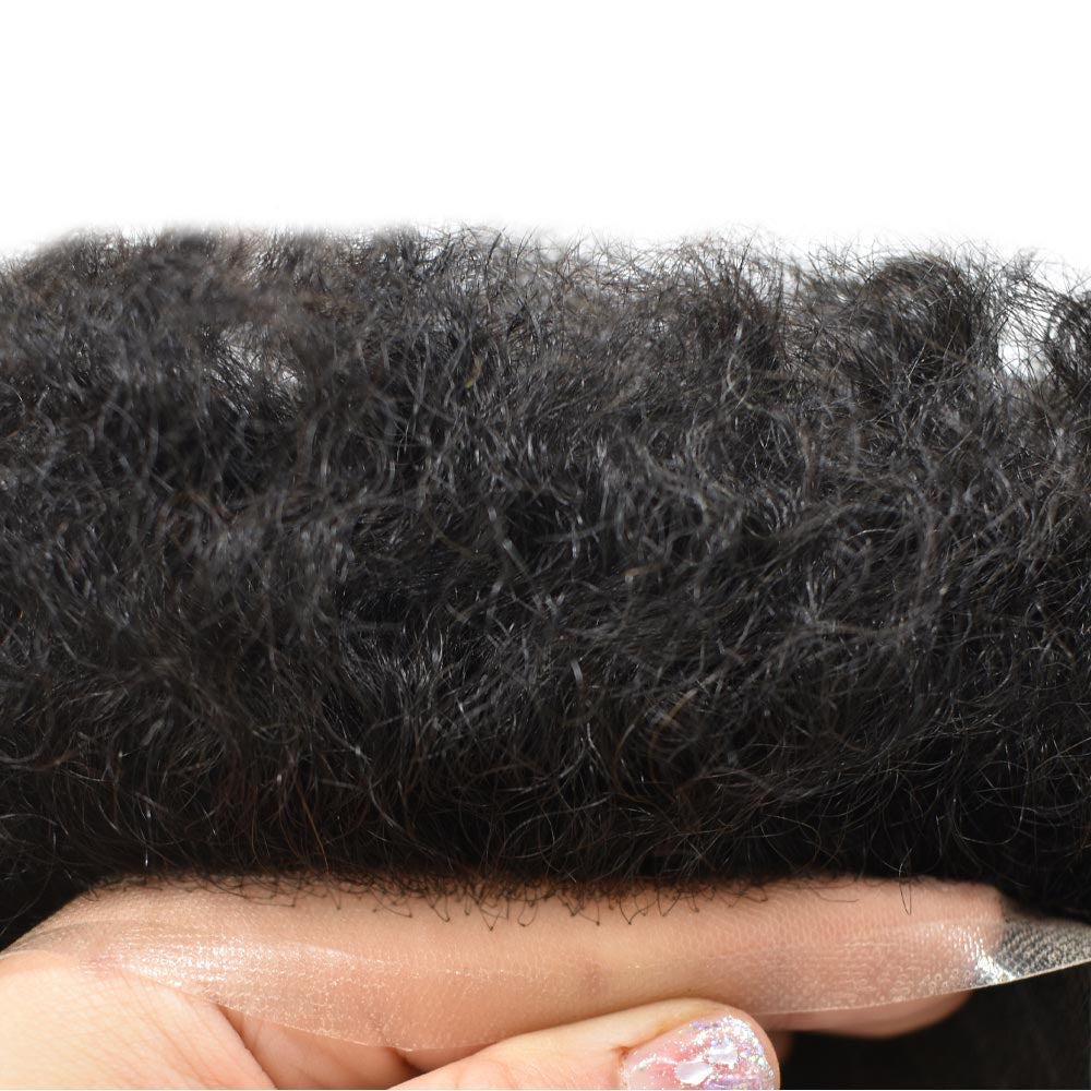 Afro Curly Toupee For Black Men Full French Lace Hair Units Mens Hairpieces