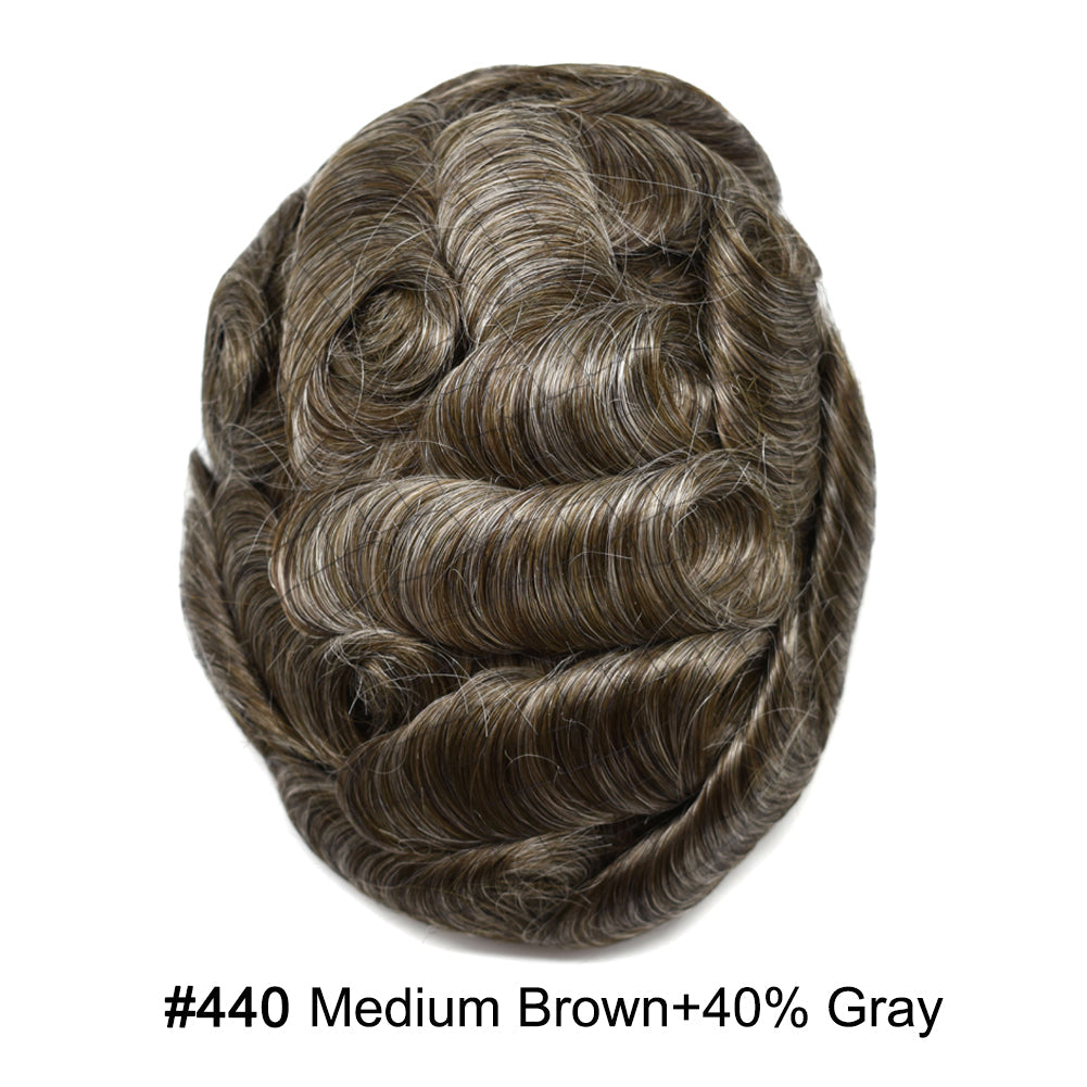 Durable Full Poly Thin Skin Men's Hair System – 0.12mm Breathable Toupee with Natural Hairline