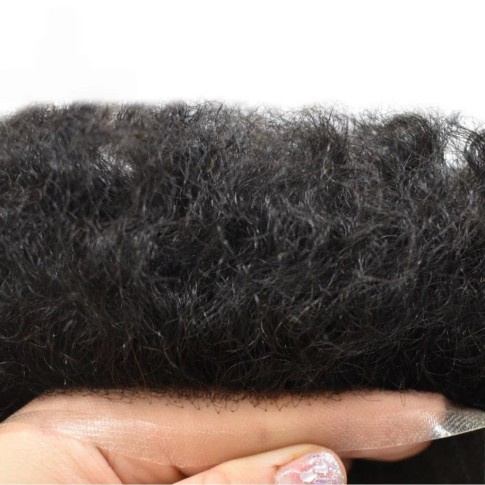 Afro Curl Hairpiece for Black Men – Full Thin Skin Base Men's Toupee